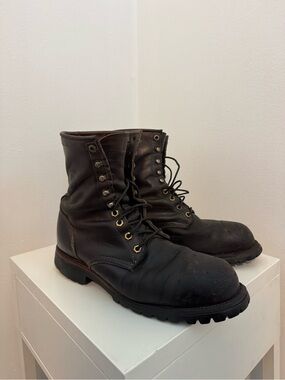 Men's Chippewa Brown Leather Lace-Up Work Boots